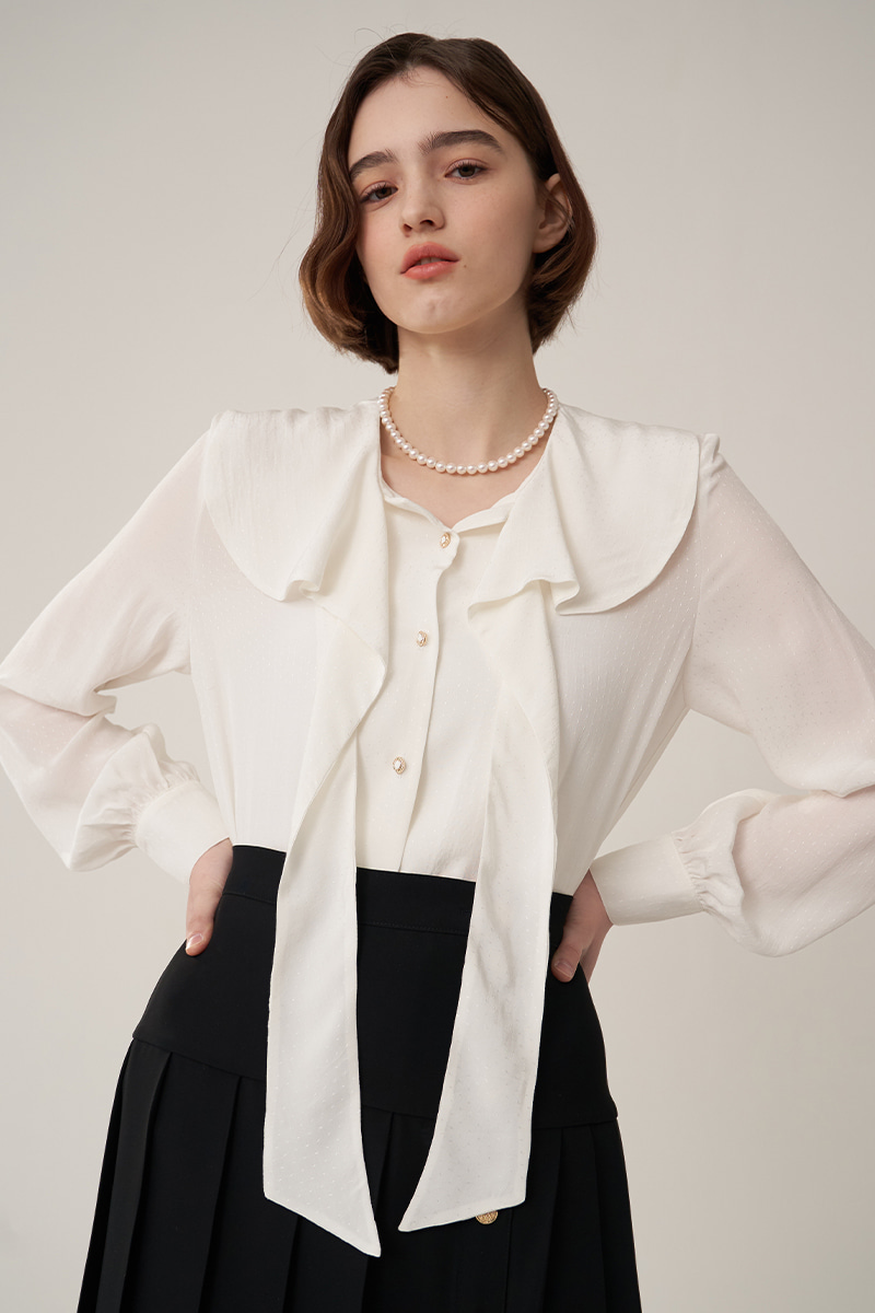 lovely ruffle collar blouse WH
